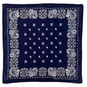 80s Vintage Navy Blue Paisley Bandana 1980s Western Cowboy